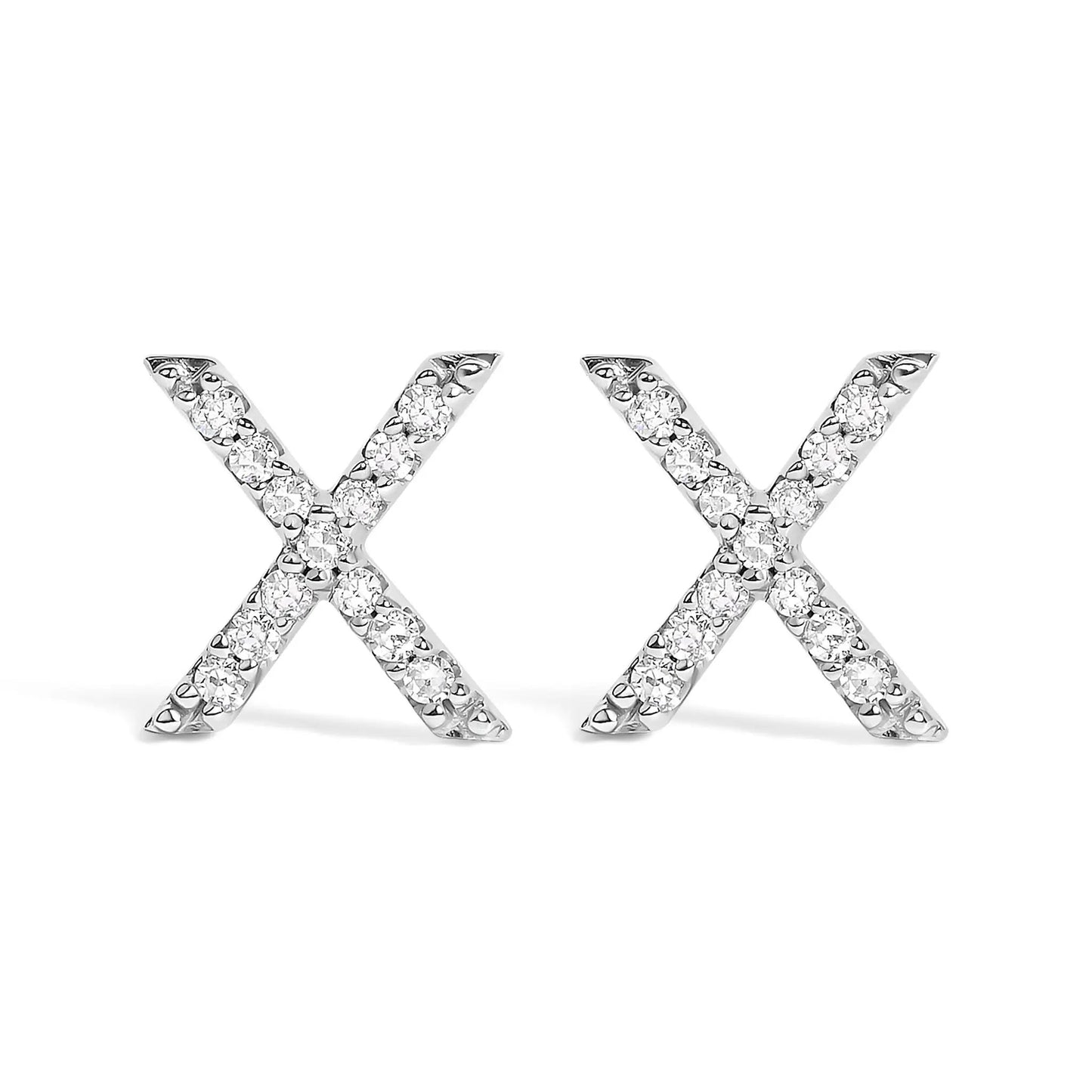 Earrings set of four: 10K white gold diamond initial A stud earrings 1/10 Cttw Bids.com on Tampa Home & Garden Store