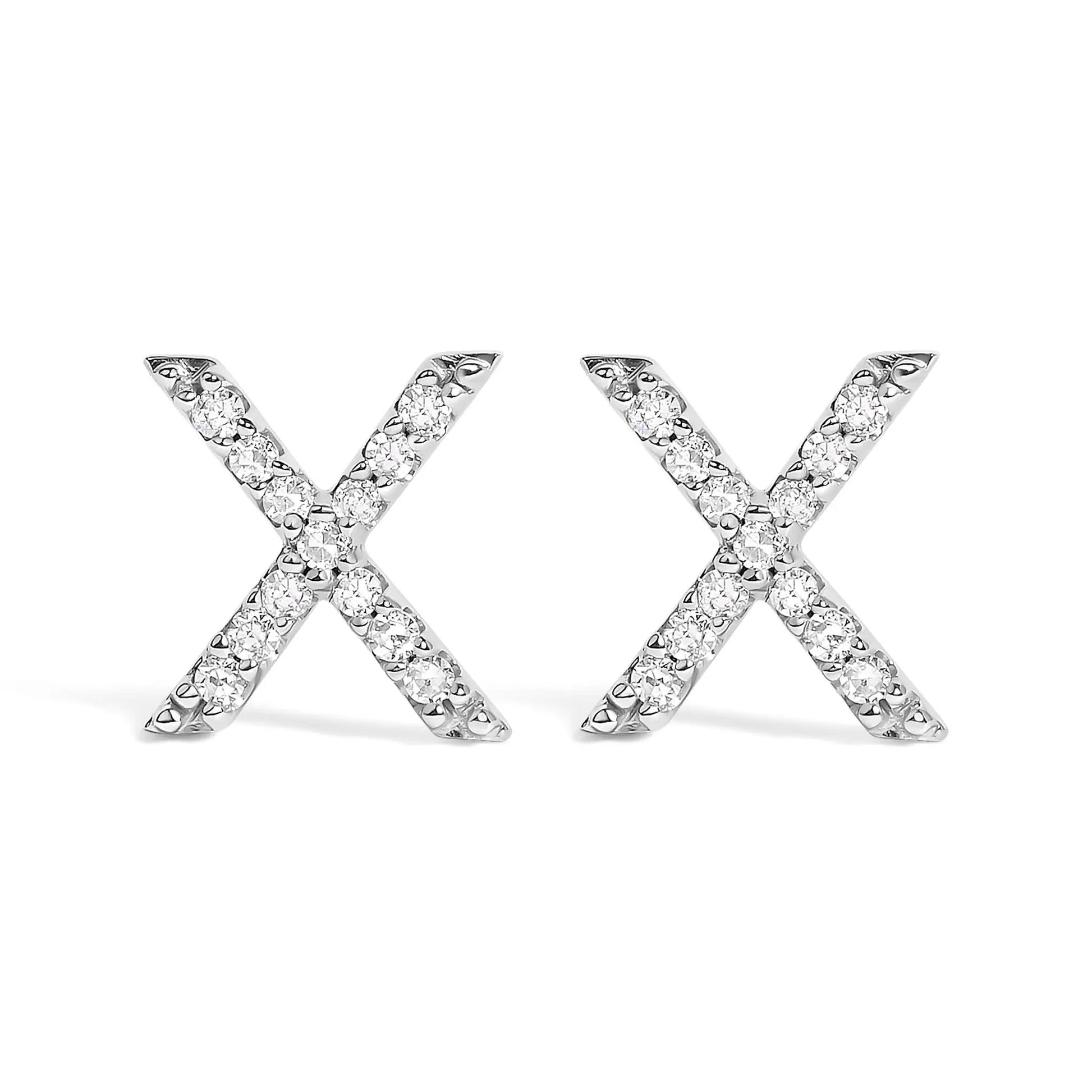Earrings set of four: 10K white gold diamond initial A stud earrings 1/10 Cttw Bids.com on Tampa Home & Garden Store