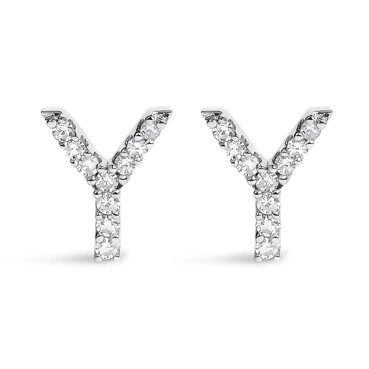 10K white gold diamond initial A stud earrings pave-set A letter pair Bids.com on Tampa Home & Garden Store