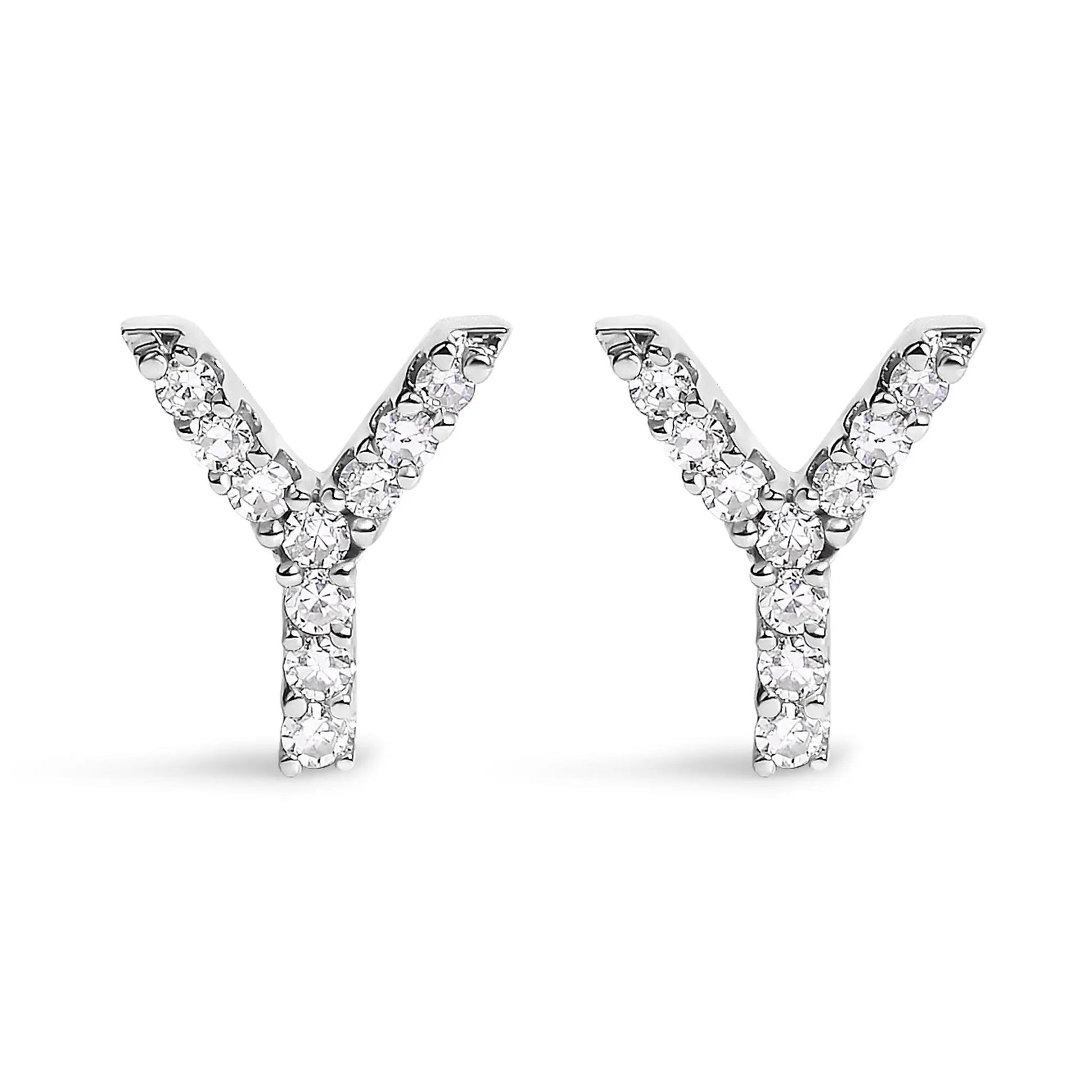 10K white gold diamond initial A stud earrings pave-set A letter pair Bids.com on Tampa Home & Garden Store