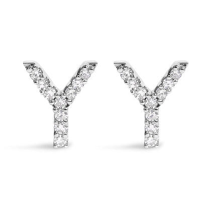 10K white gold diamond initial A stud earrings pave-set A letter pair Bids.com on Tampa Home & Garden Store