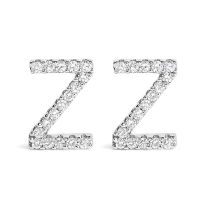 Diamond initial A stud earrings in 10K white gold with 1/10 Cttw diamonds pair on Tampa Home & Garden Store