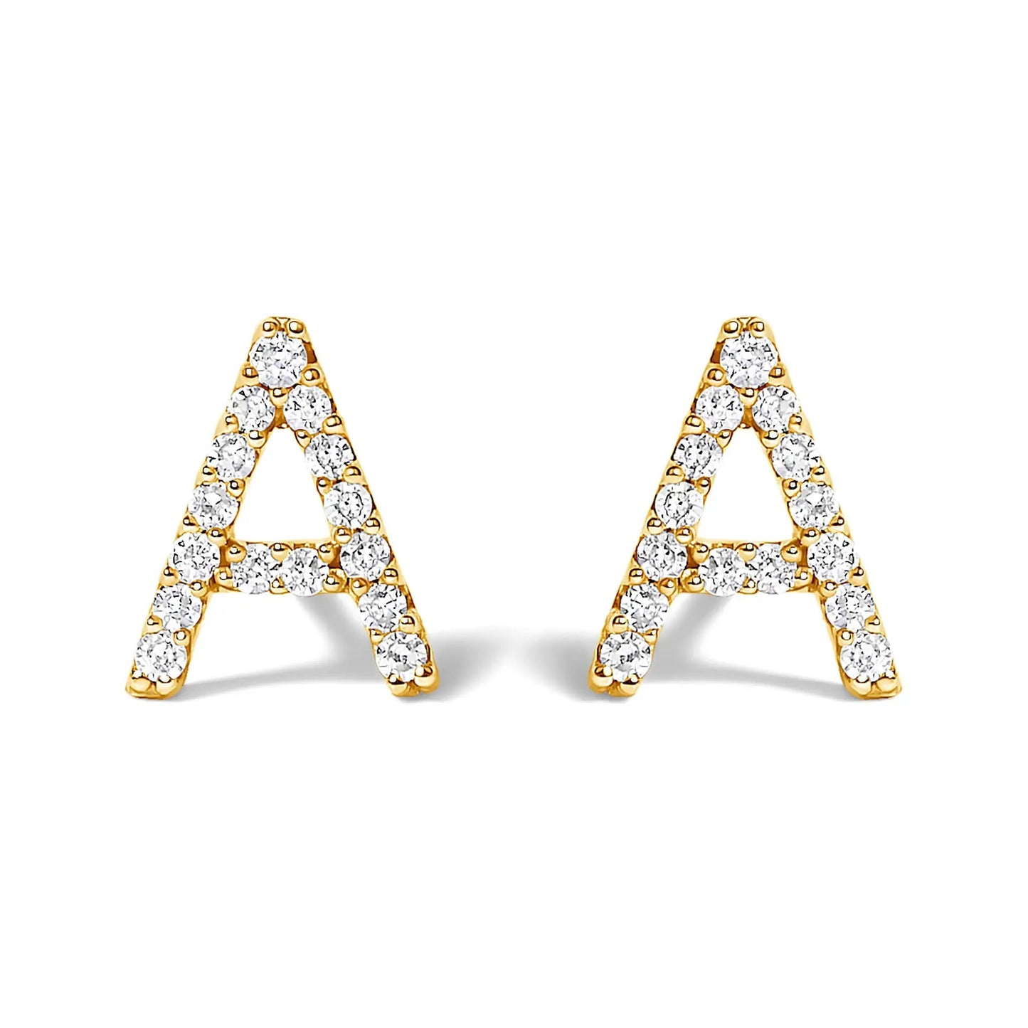 Earrings 10K white gold diamond initial A stud pair, 1/10 cttw diamonds by Bids.com on Tampa Home & Garden Store