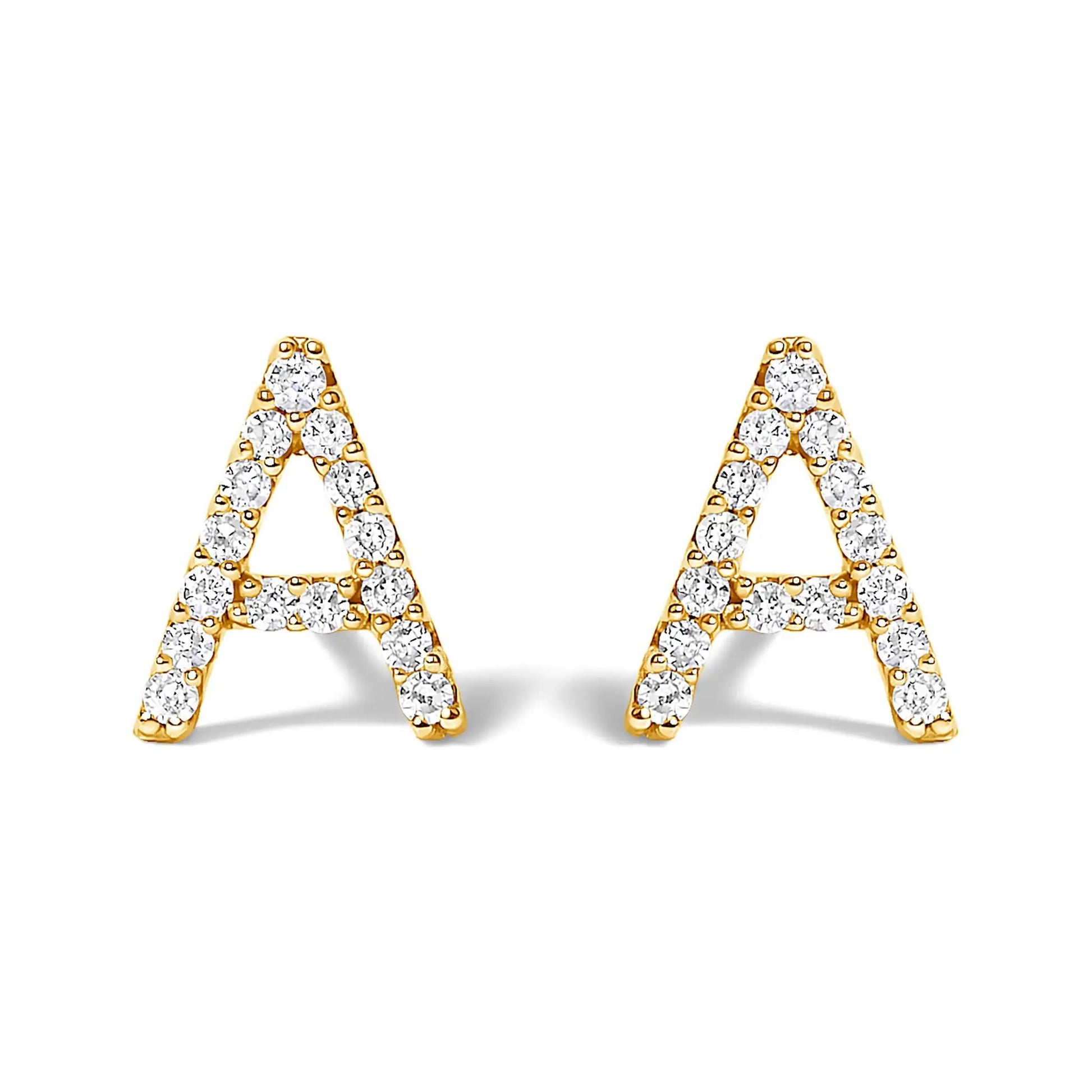 Earrings 10K white gold diamond initial A stud pair, 1/10 cttw diamonds by Bids.com on Tampa Home & Garden Store