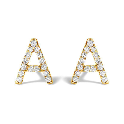 Earrings 10K white gold diamond initial A stud pair, 1/10 cttw diamonds by Bids.com on Tampa Home & Garden Store