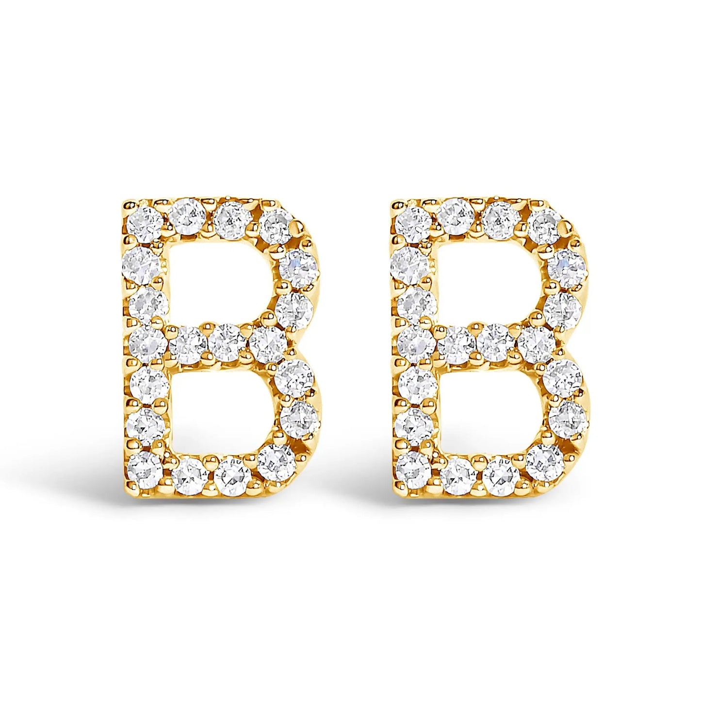 Pair of gold diamond-studded square-hoop earrings with round diamonds on Tampa Home & Garden Store
