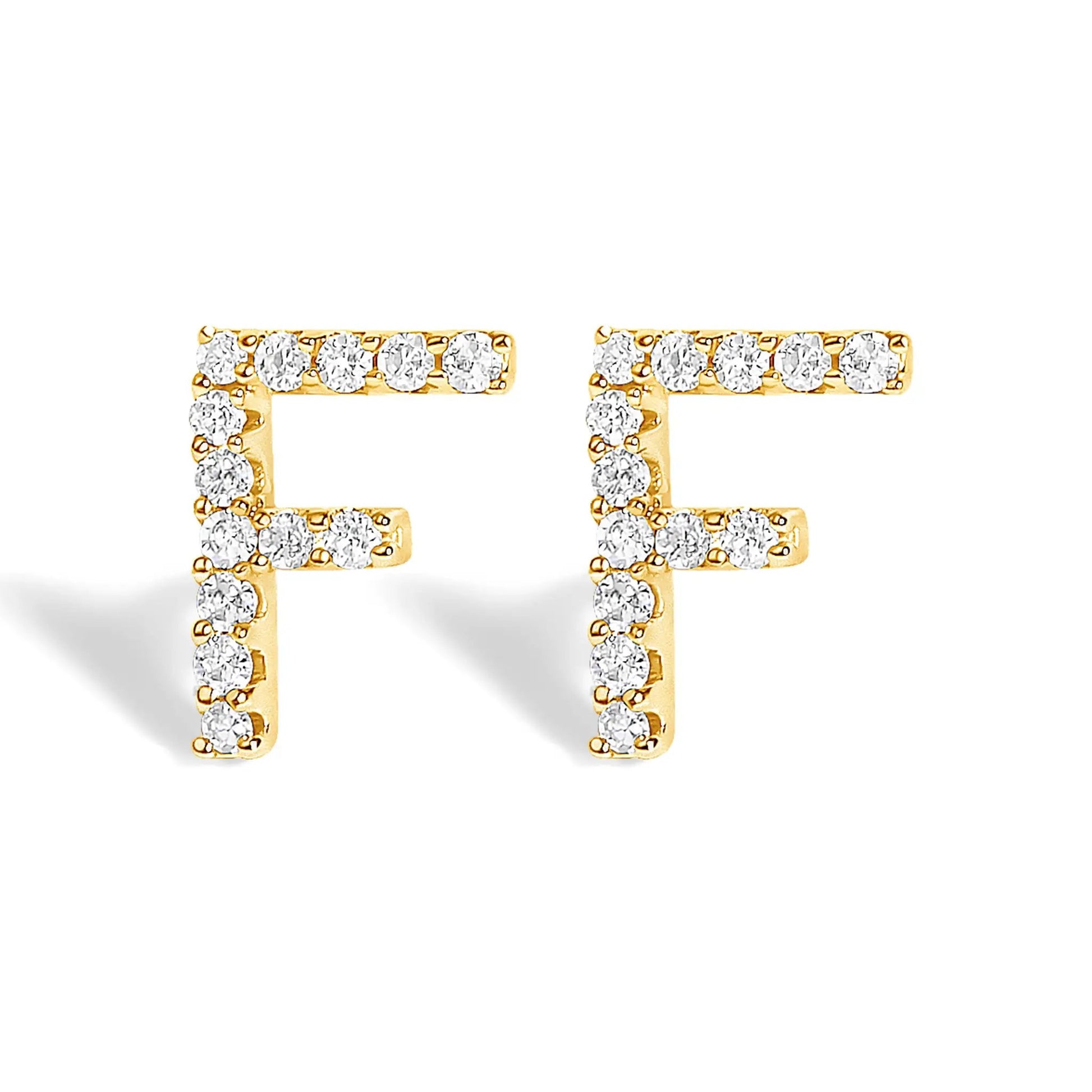 Gold-tone square-frame diamond stud earrings with pavé stones, pair on Tampa Home & Garden Store