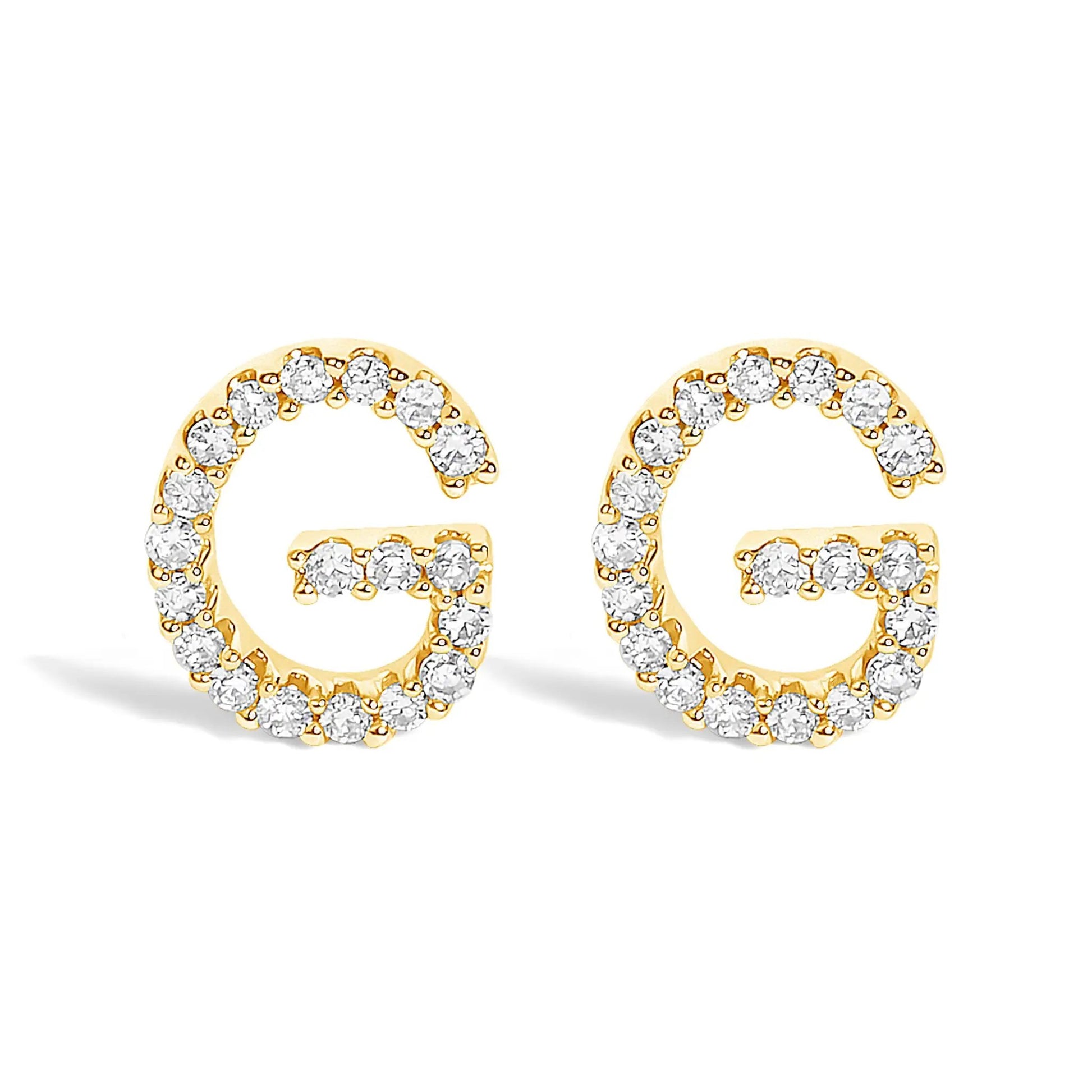 Pair of gold-tone diamond pave hoop earrings, circular open design on Tampa Home & Garden Store