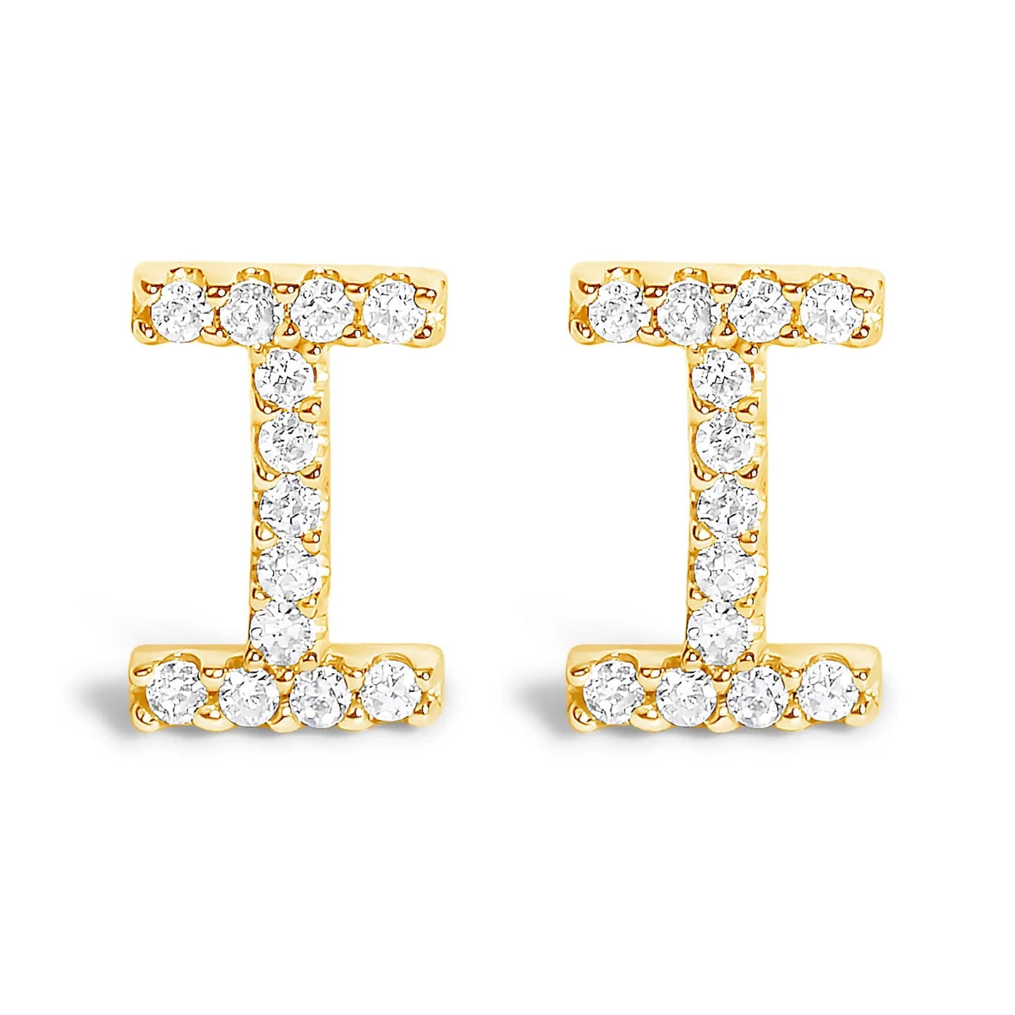 Pair of 10K white gold diamond initial A stud earrings with pave diamonds along the A bars on Tampa Home & Garden Store