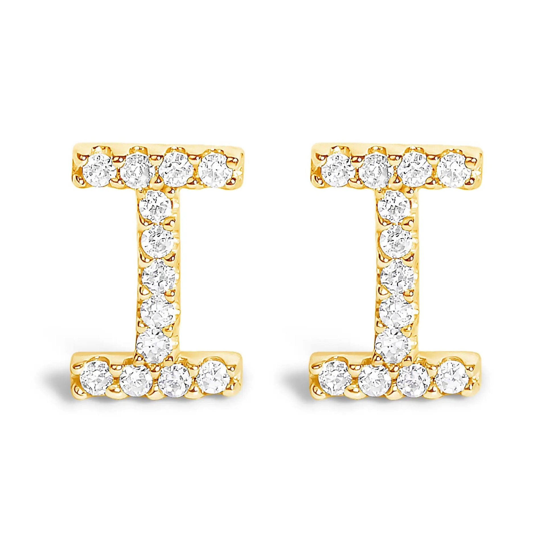 Pair of 10K white gold diamond initial A stud earrings with pave diamonds along the A bars on Tampa Home & Garden Store