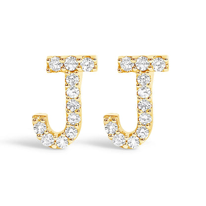 Earrings 10K white gold initial A diamond stud with pave diamonds Bids.com on Tampa Home & Garden Store