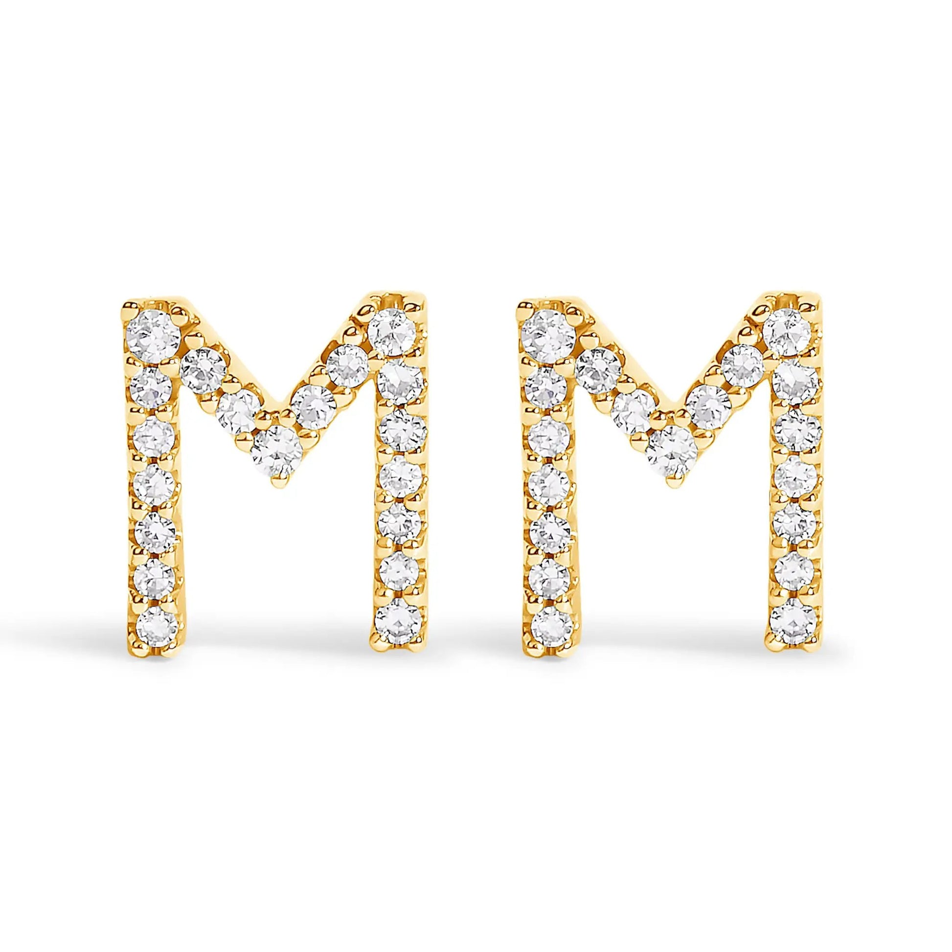 Initial A diamond earrings in gold-tone with pavé-set diamonds along curved bands five pieces on Tampa Home & Garden Store