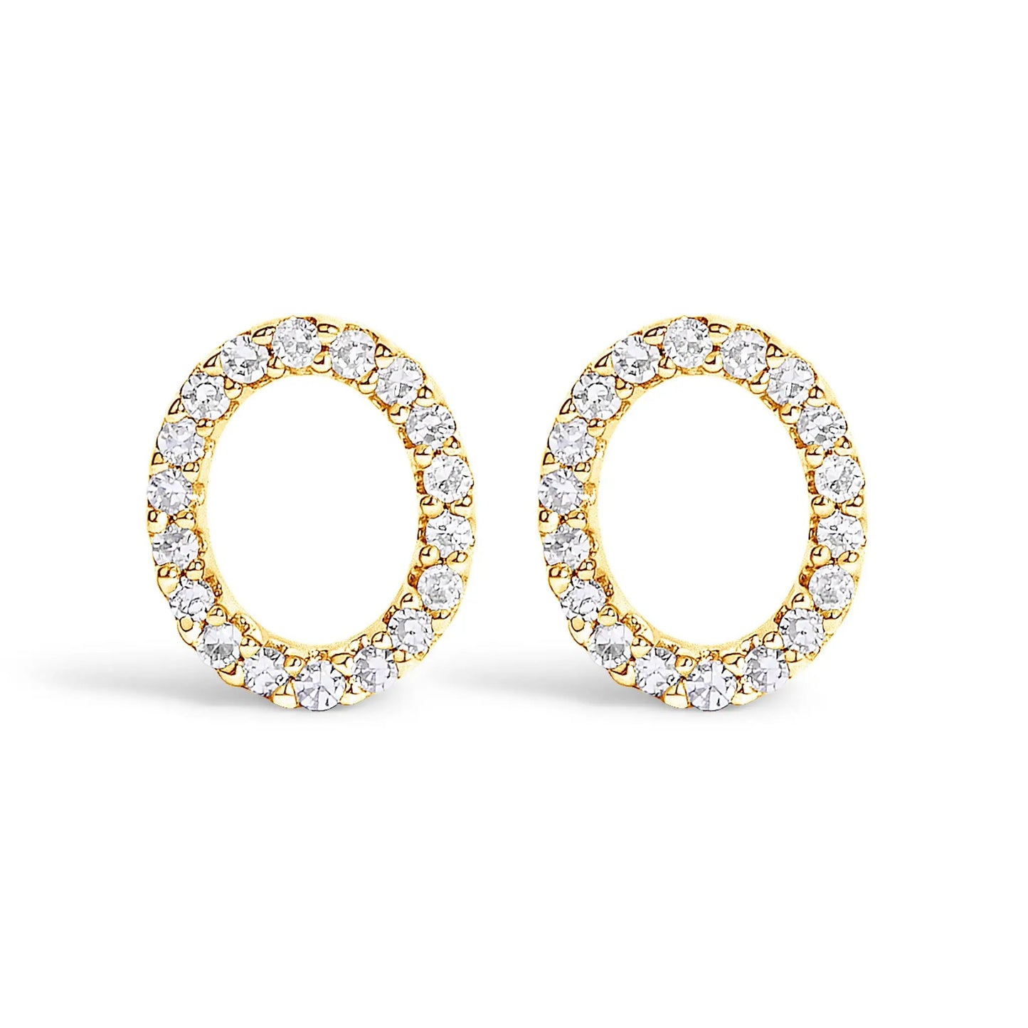 Gold-tone diamond hoop earrings with pave diamonds around the band on Tampa Home & Garden Store