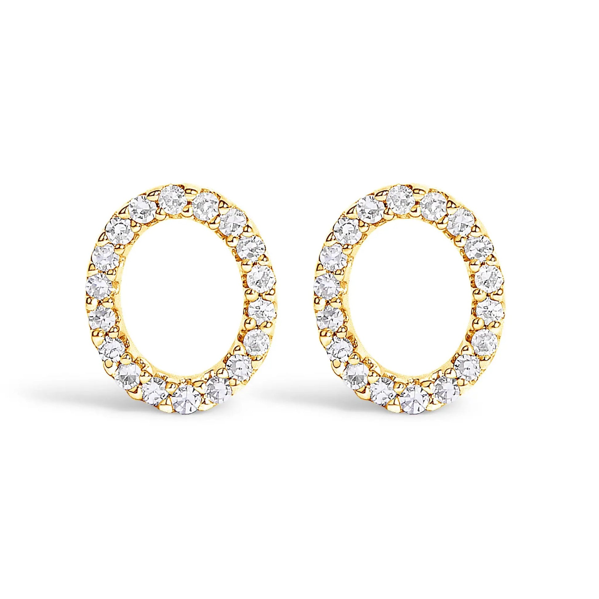 Gold-tone diamond hoop earrings with pave diamonds around the band on Tampa Home & Garden Store