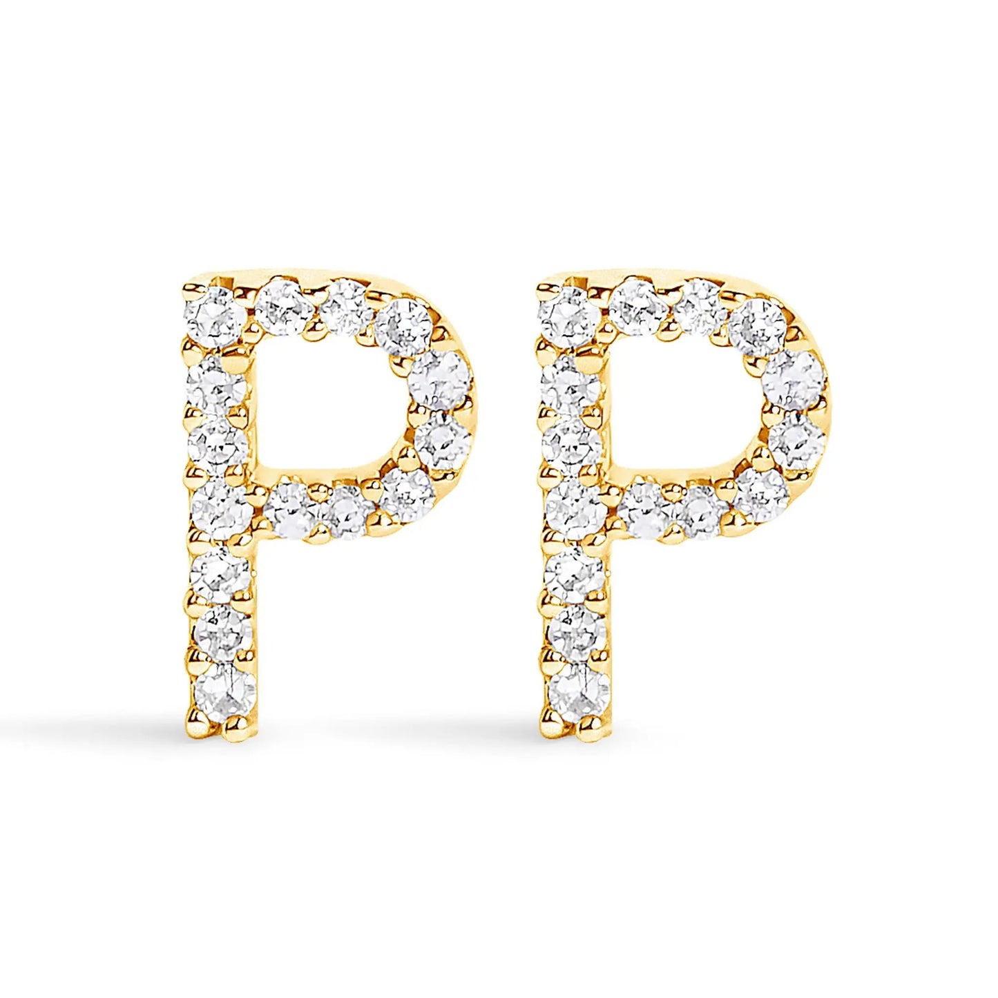 Pair of 10K white gold diamond initial A stud earrings with 1/10 cttw pave diamonds by Bids.com on Tampa Home & Garden Store