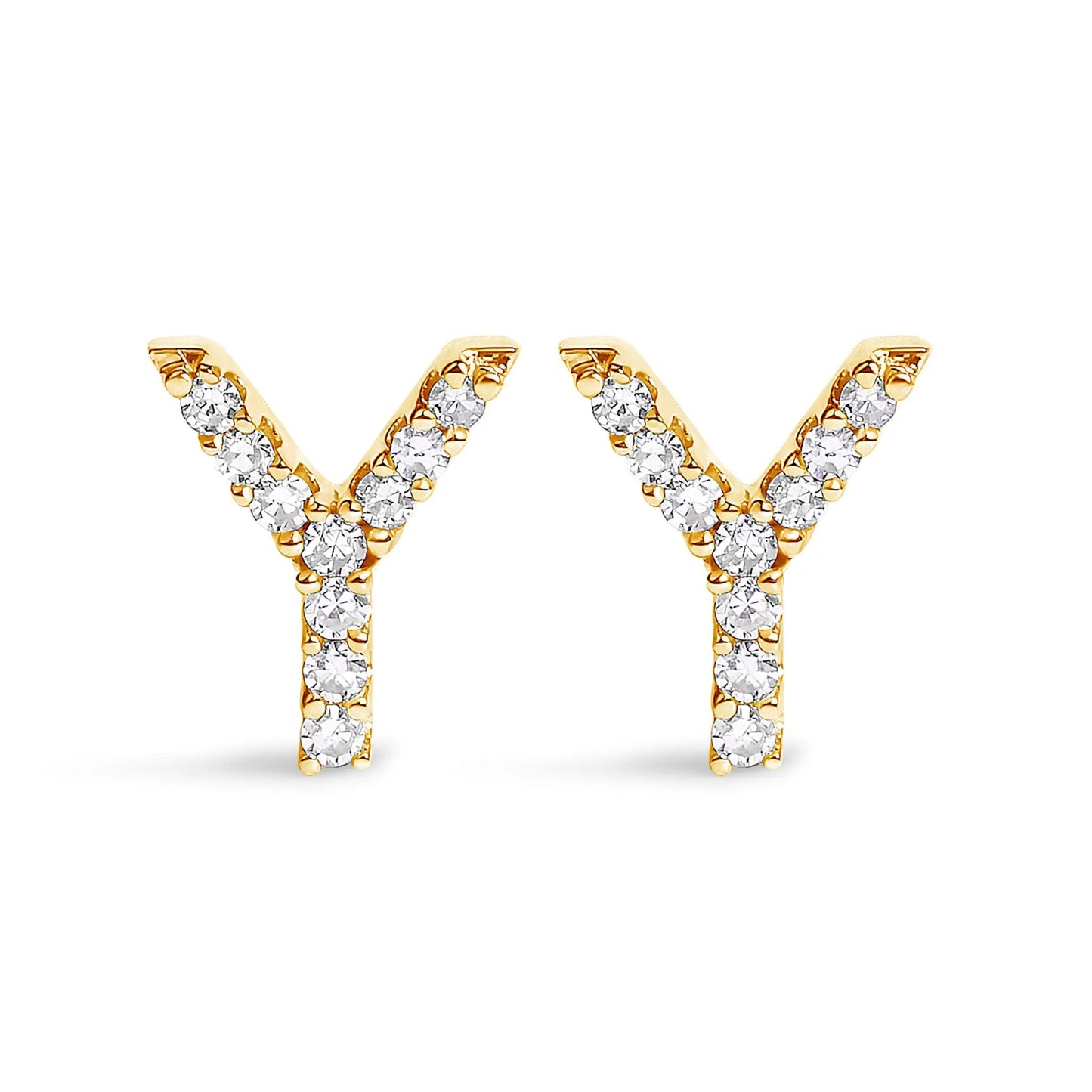 Pair of gold-tone diamond-studded initial A earrings with pavé diamonds on Tampa Home & Garden Store