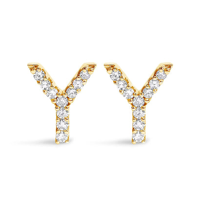 Pair of gold-tone diamond-studded initial A earrings with pavé diamonds on Tampa Home & Garden Store