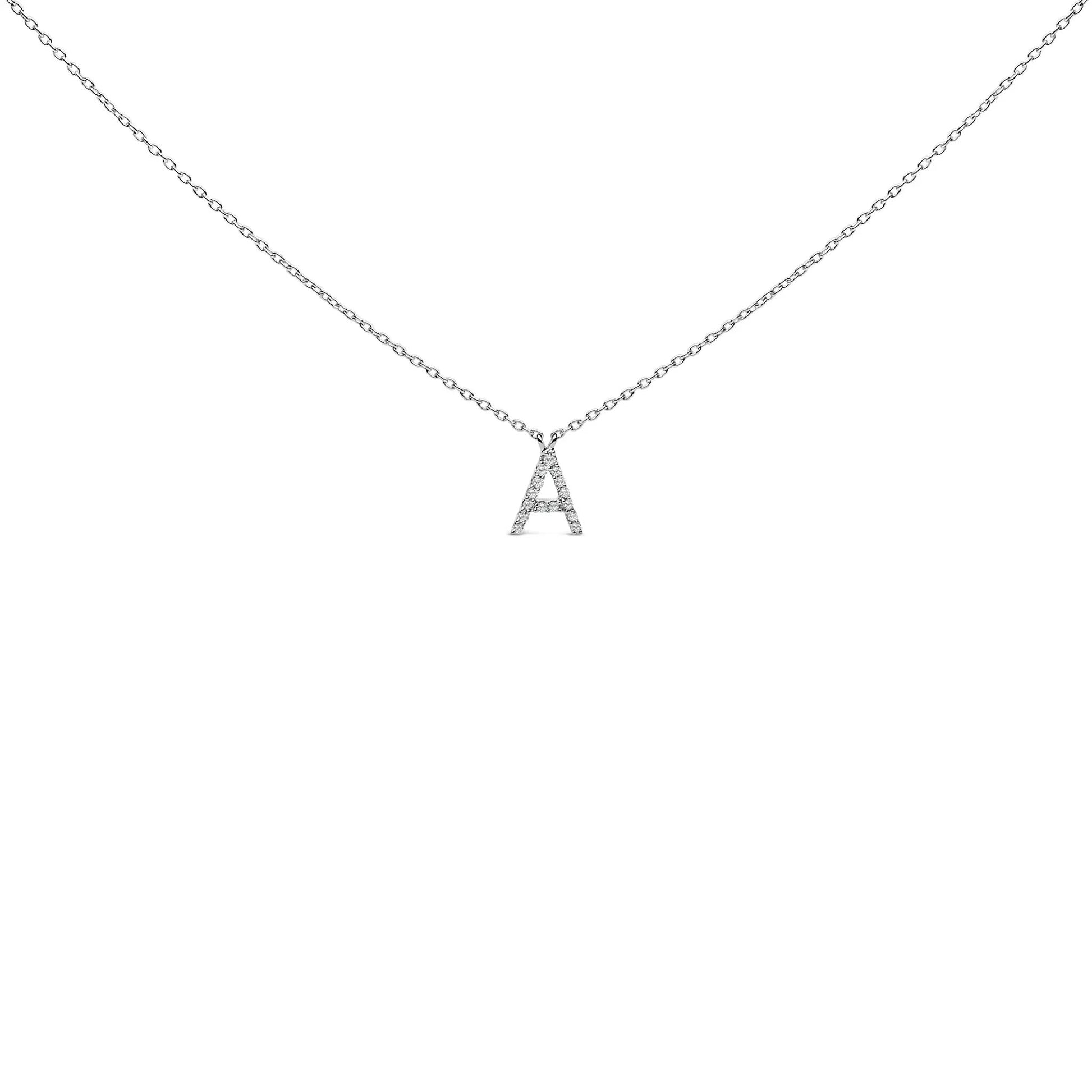10K white gold diamond-accented A-block initial pendant necklace by Bids.com on Tampa Home & Garden Store