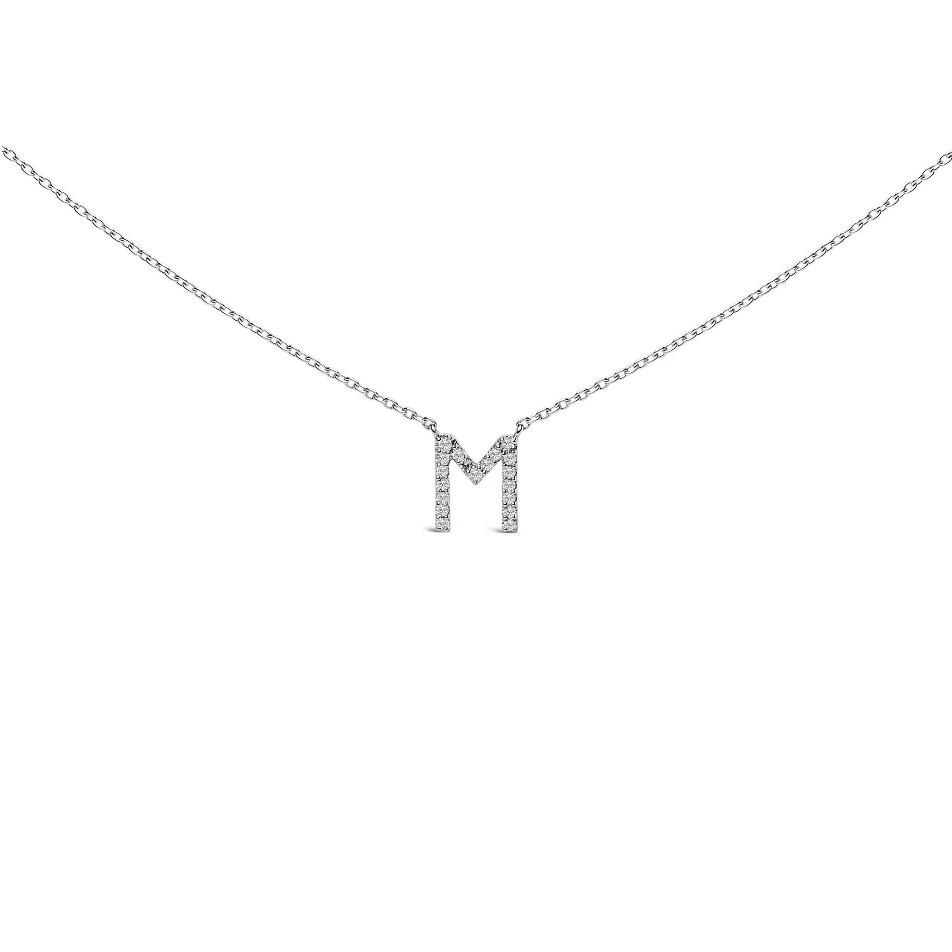 10K white gold diamond-accent initial pendant necklace with M letter by Bids.com on Tampa Home & Garden Store