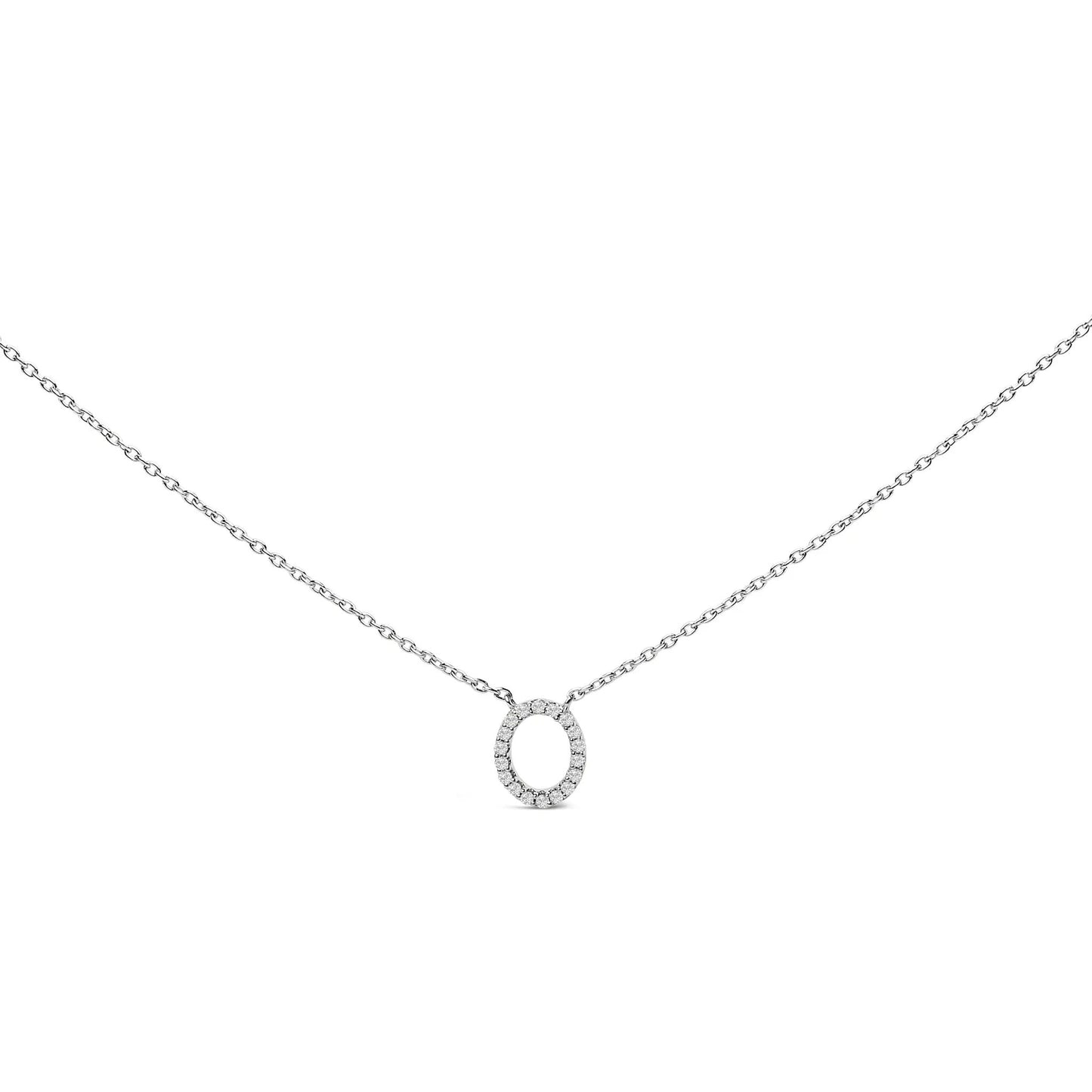10K white gold A initial pendant necklace with diamond accents chain on Tampa Home & Garden Store