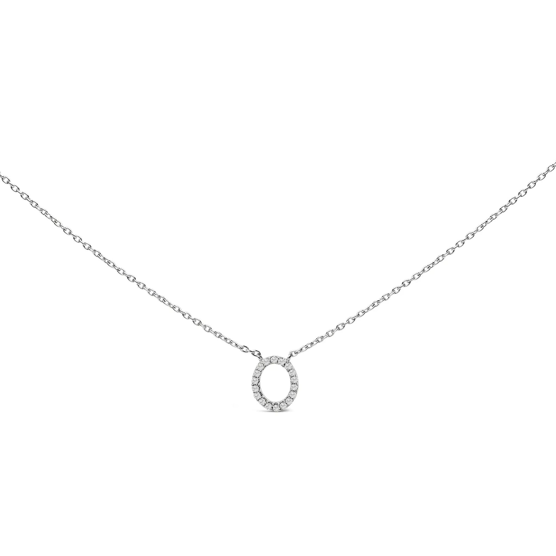 10K white gold A initial pendant necklace with diamond accents chain on Tampa Home & Garden Store