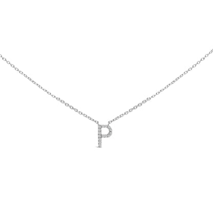 10K white gold initial pendant necklace with pave diamonds forming P on chain on Tampa Home & Garden Store
