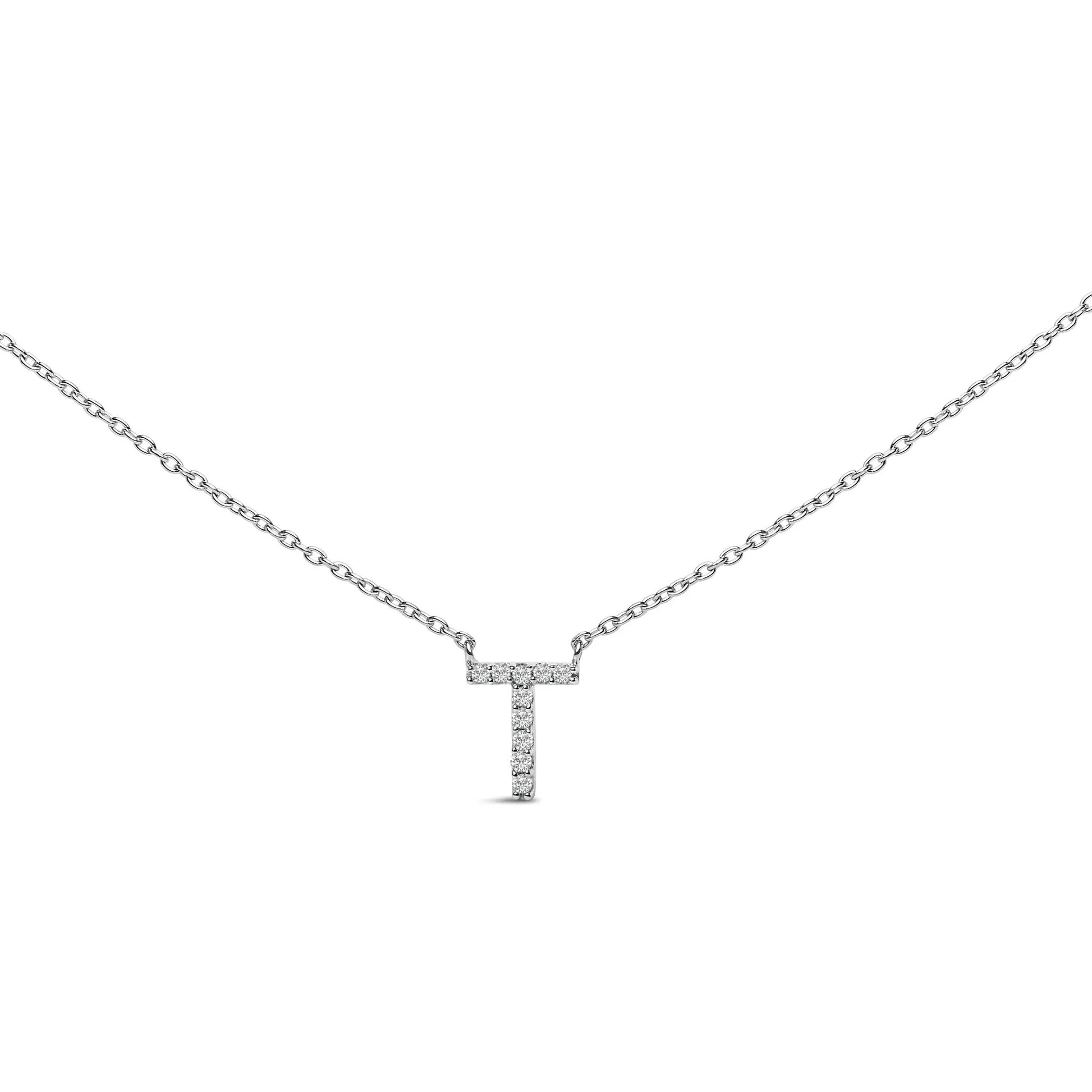 10K white gold A initial pendant necklace with diamond accents on a cable chain by Bids.com on Tampa Home & Garden Store