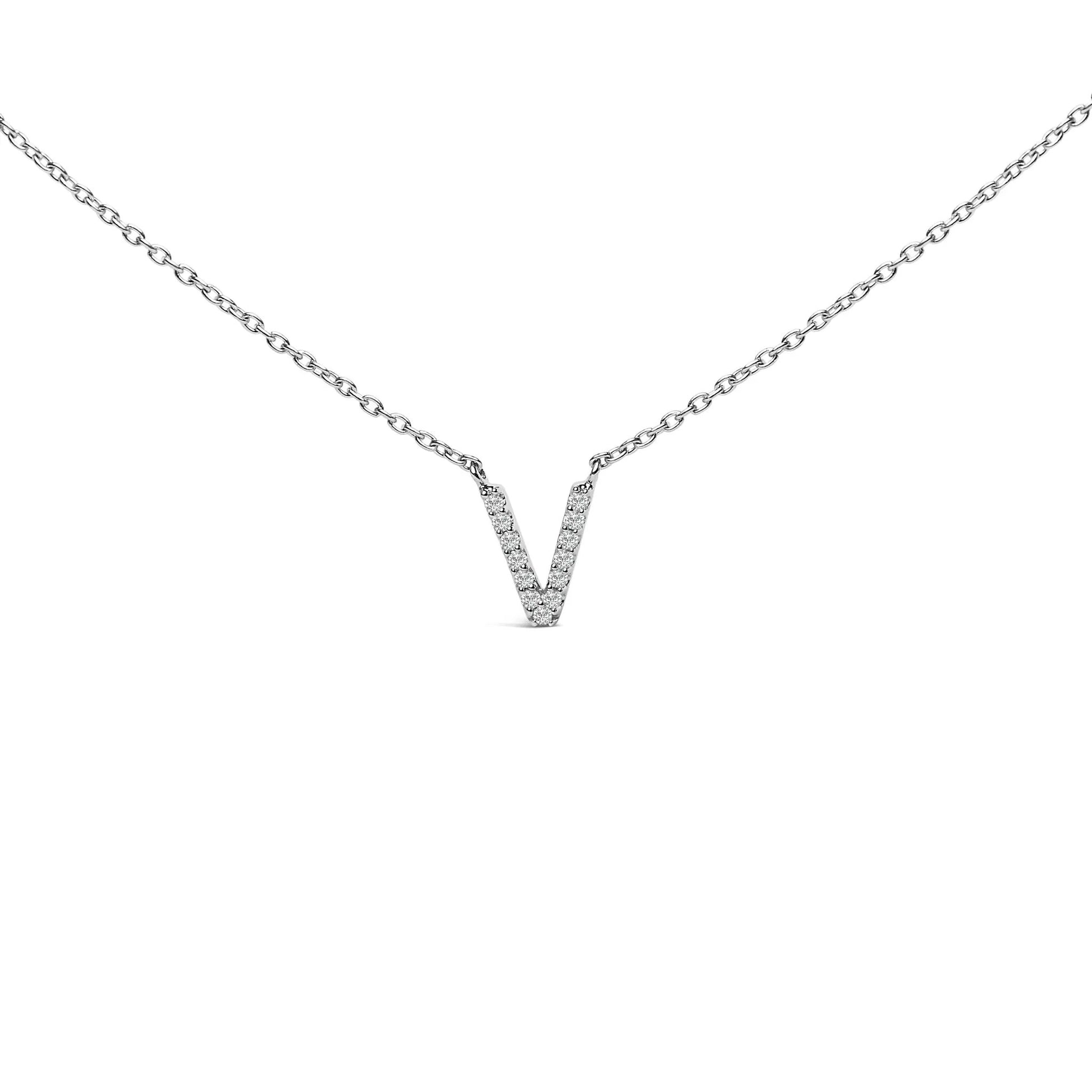 A-block initial pendant necklace in 10K white gold with diamond accents on Tampa Home & Garden Store
