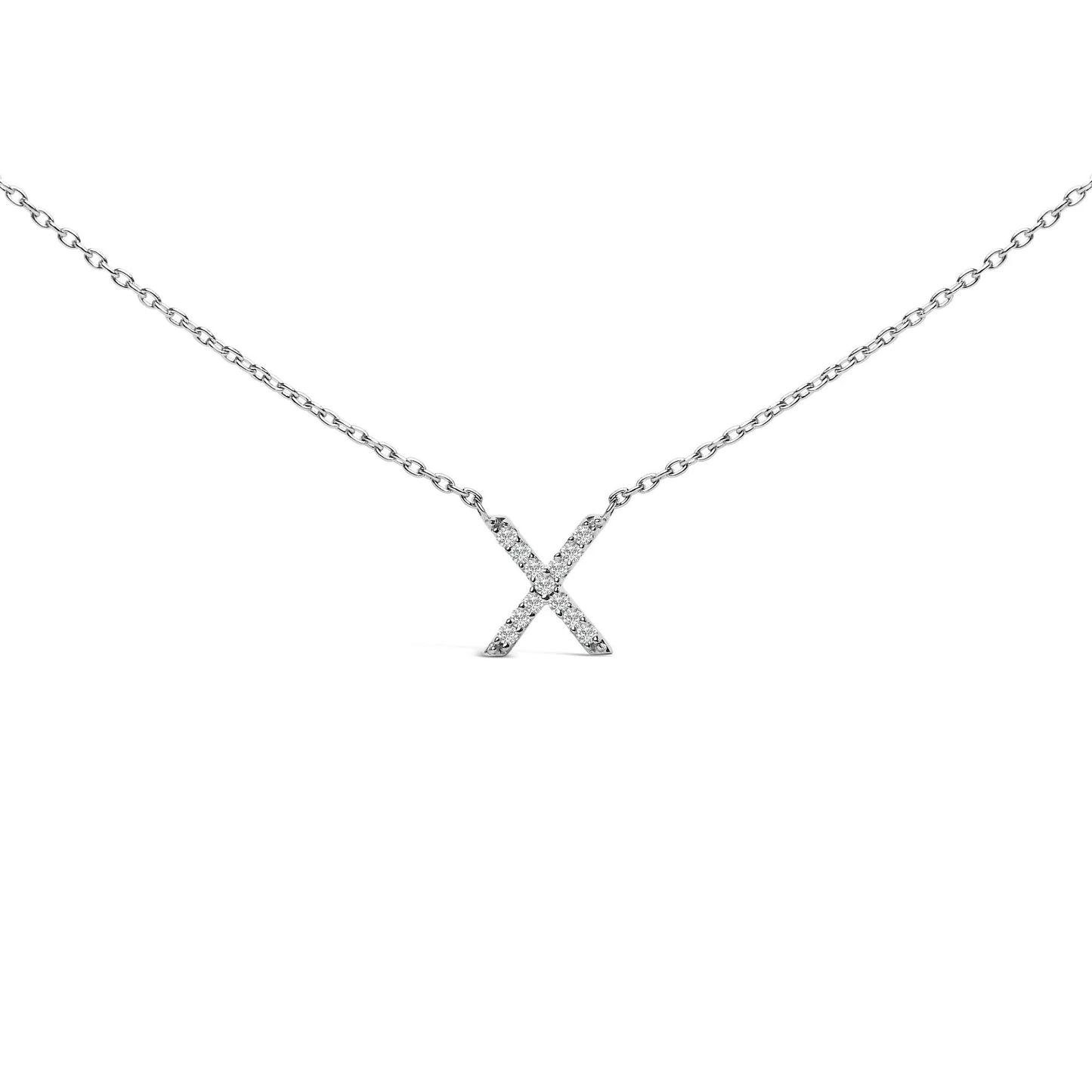 10K white gold diamond-accent X-shaped pendant necklace on delicate chain on Tampa Home & Garden Store