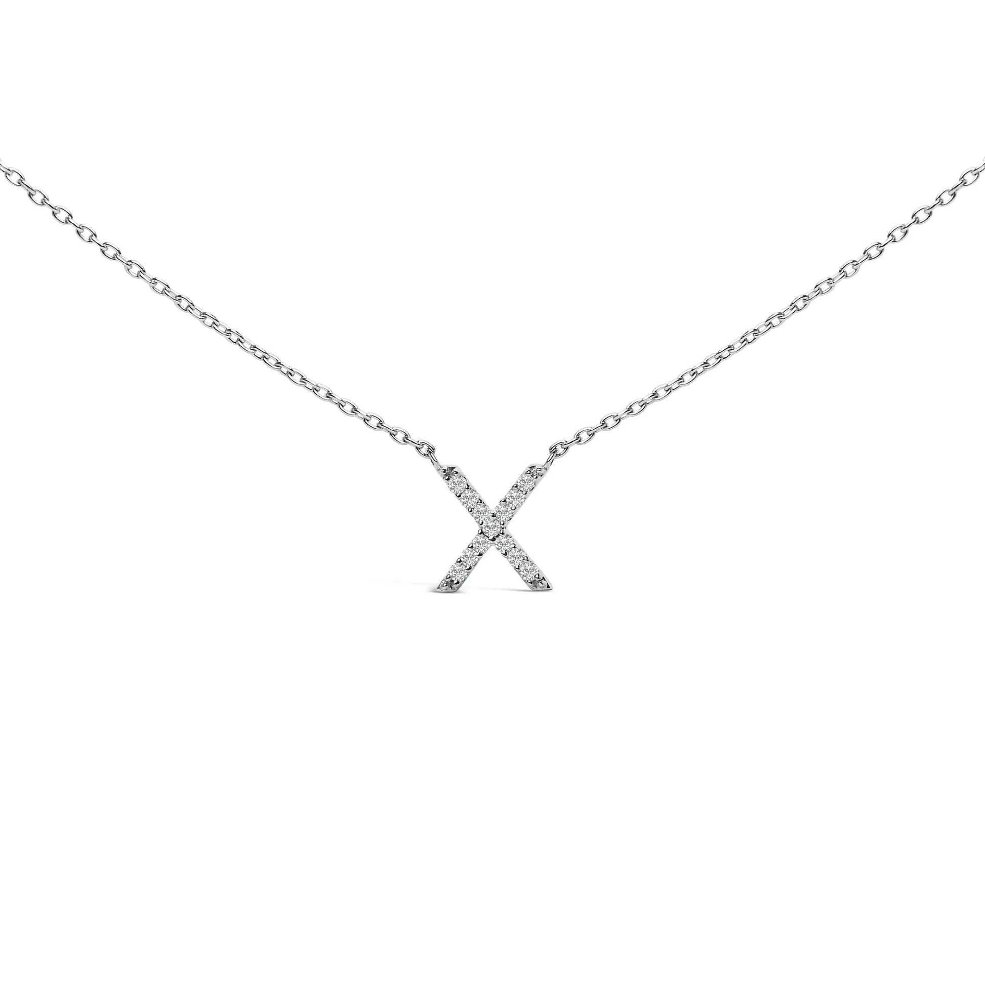 10K white gold diamond-accent X-shaped pendant necklace on delicate chain on Tampa Home & Garden Store