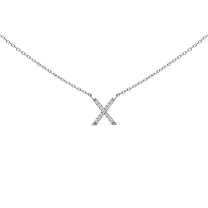 10K white gold diamond-accent X-shaped pendant necklace on delicate chain on Tampa Home & Garden Store