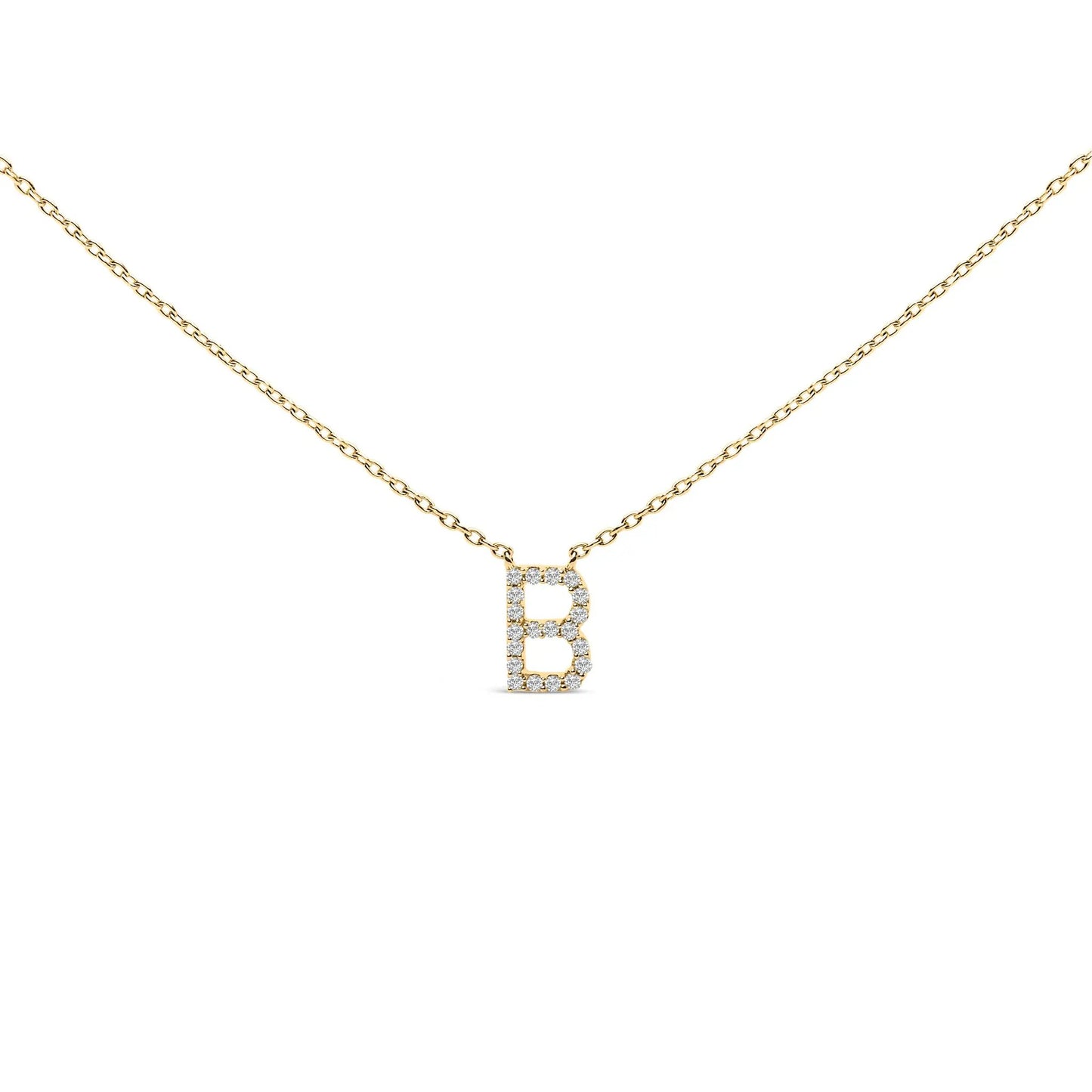 Yellow gold A-block initial pendant necklace with diamond accents on a delicate chain on Tampa Home & Garden Store