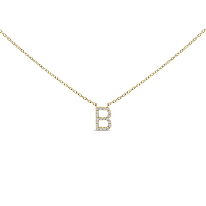 Yellow gold A-block initial pendant necklace with diamond accents on a delicate chain on Tampa Home & Garden Store