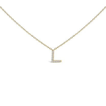 A block initial pendant necklace in gold with diamond accents on chain on Tampa Home & Garden Store