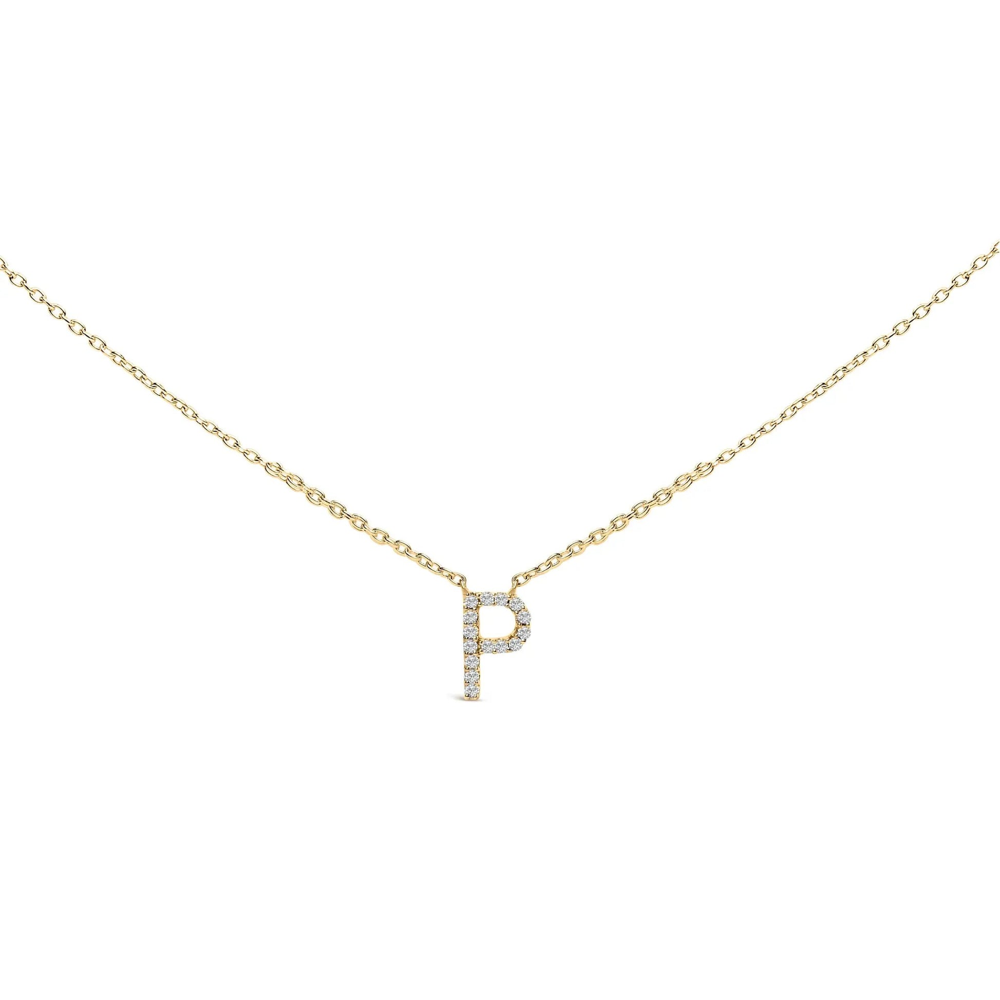 Gold-tone chain necklace with a diamond-studded letter P initial pendant on Tampa Home & Garden Store