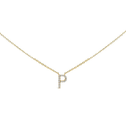 Gold-tone chain necklace with a diamond-studded letter P initial pendant on Tampa Home & Garden Store