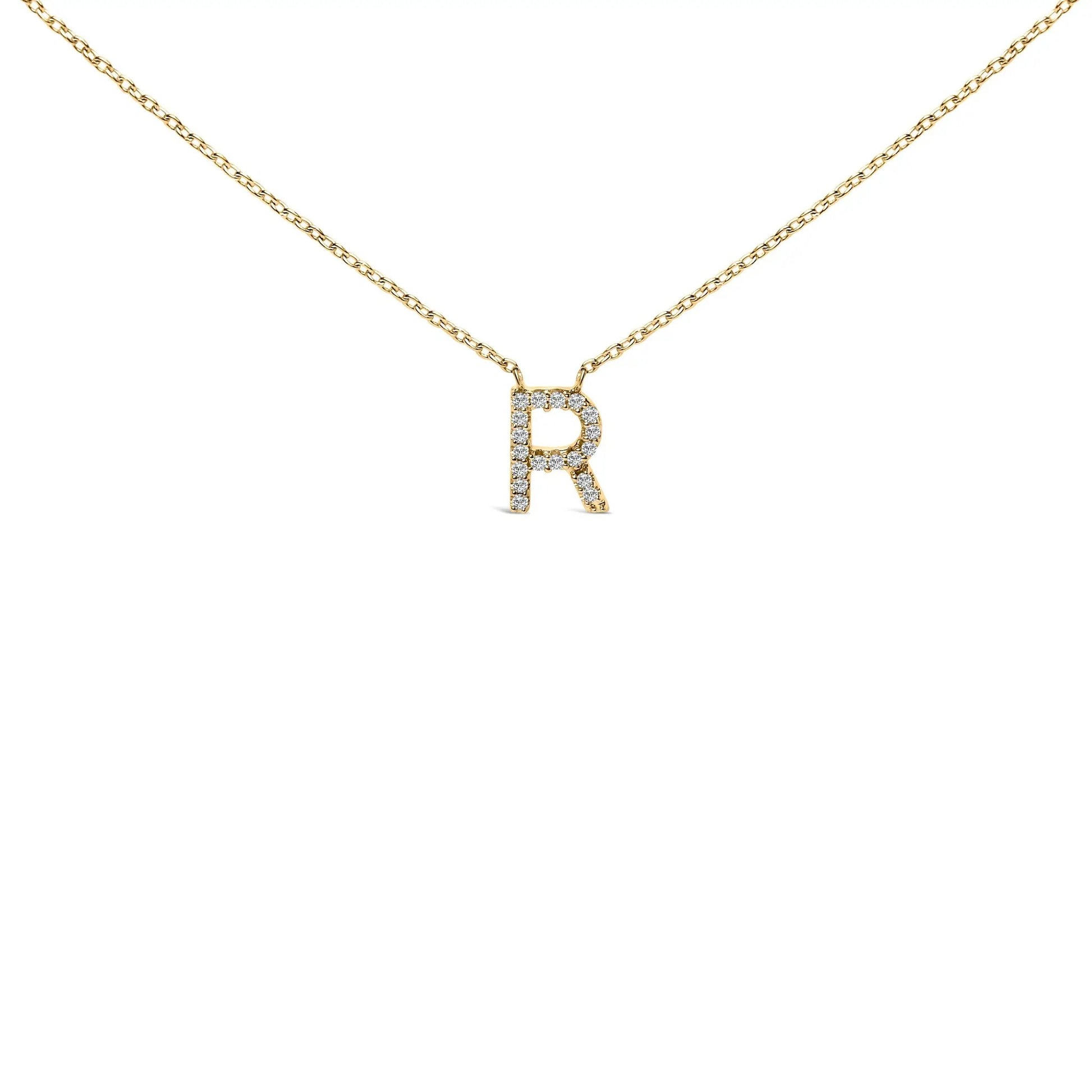 Gold-tone initial pendant necklace with diamond accents on a delicate chain on Tampa Home & Garden Store