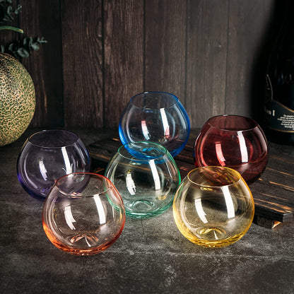 Set Of Hand Blown Colored and Stemless Glasses