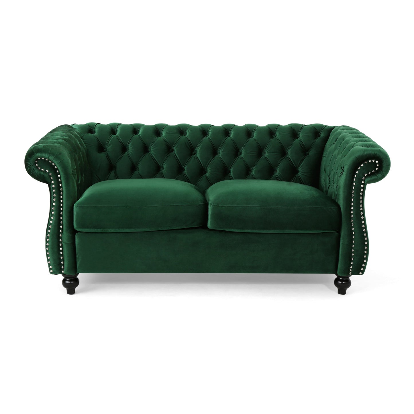 A Tufted Velvet Chesterfield Loveseat Sofa