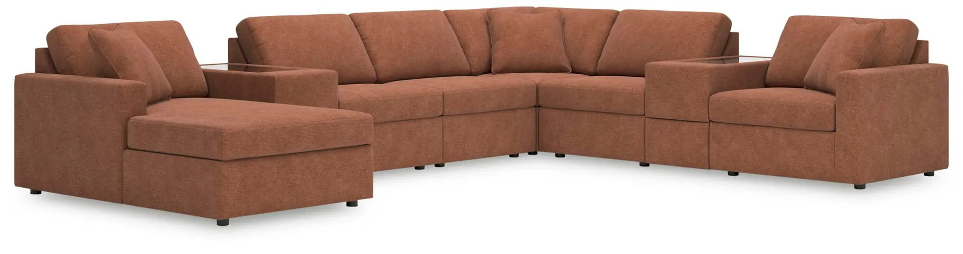 Modmax sectional sofa in spice fabric, stationary L-shaped with chaise and cushions on Tampa Home & Garden Store