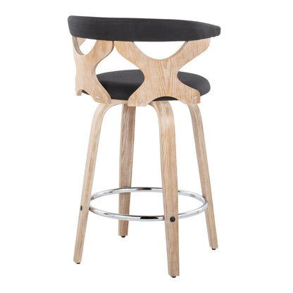 Mid Century counter stool black fabric cushion, chrome footring on Tampa Home & Garden Store