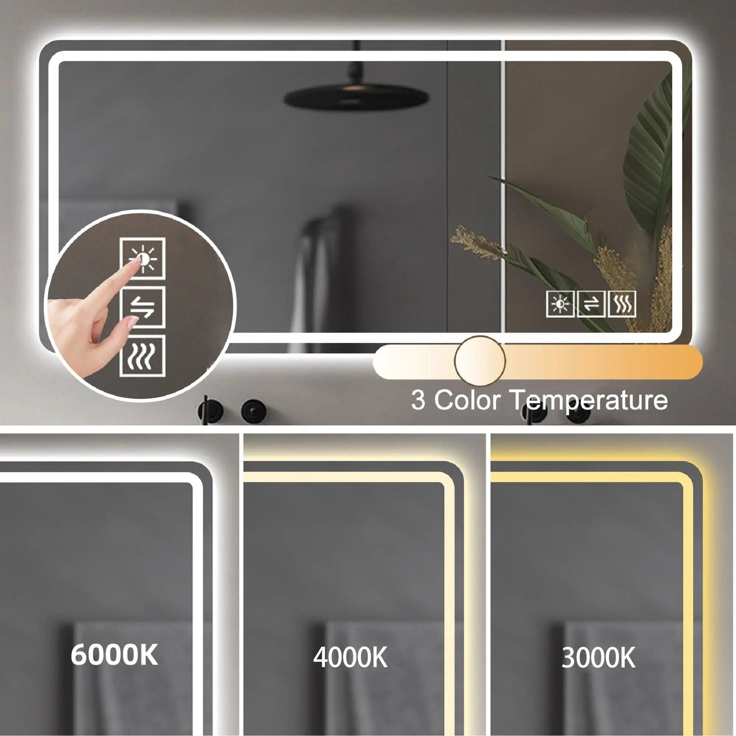 Frameless LED Bathroom Mirror Anti Fog Lights