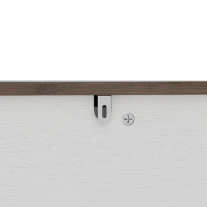 Corner Dog Crate hardware close-up with metal latch on white wood cabinet on Tampa Home & Garden Store
