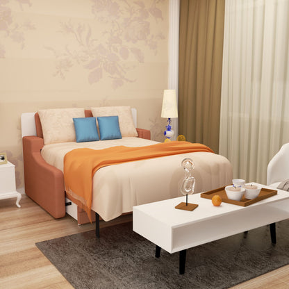 Orange Vertical Murphy Bed with Sofa and Frame