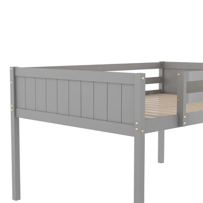 Low Loft Bed With Adjustable Ladder gray wooden bed frame with brass hardware on Tampa Home & Garden Store