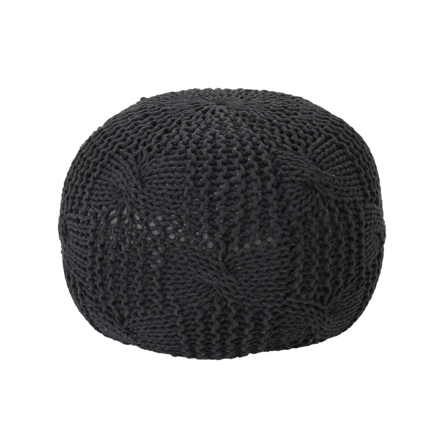 Bordeaux - Knitted Round Pouf in black with chunky knit texture by Unique Piece Furniture on Tampa Home & Garden Store
