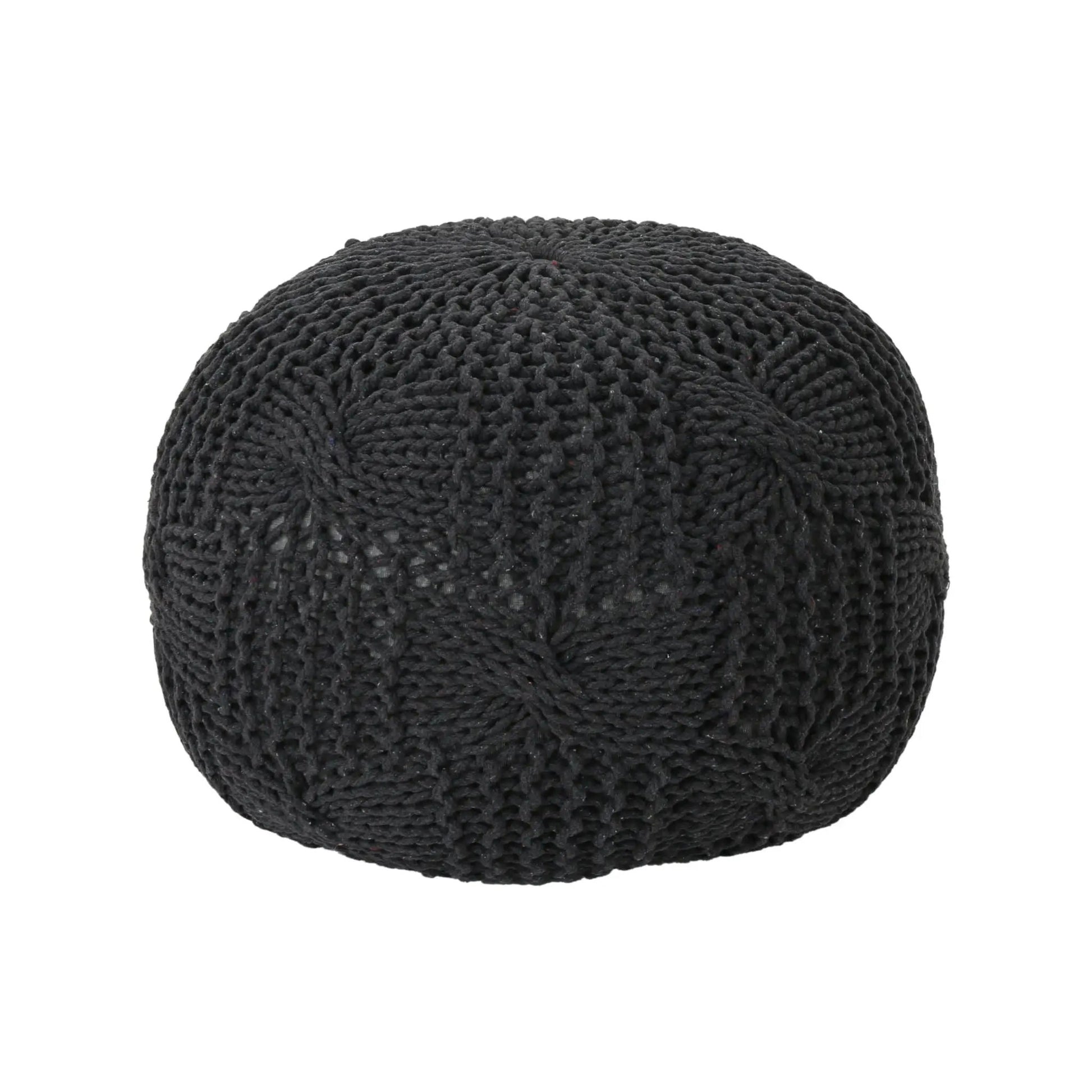 Bordeaux - Knitted Round Pouf in black with chunky knit texture by Unique Piece Furniture on Tampa Home & Garden Store