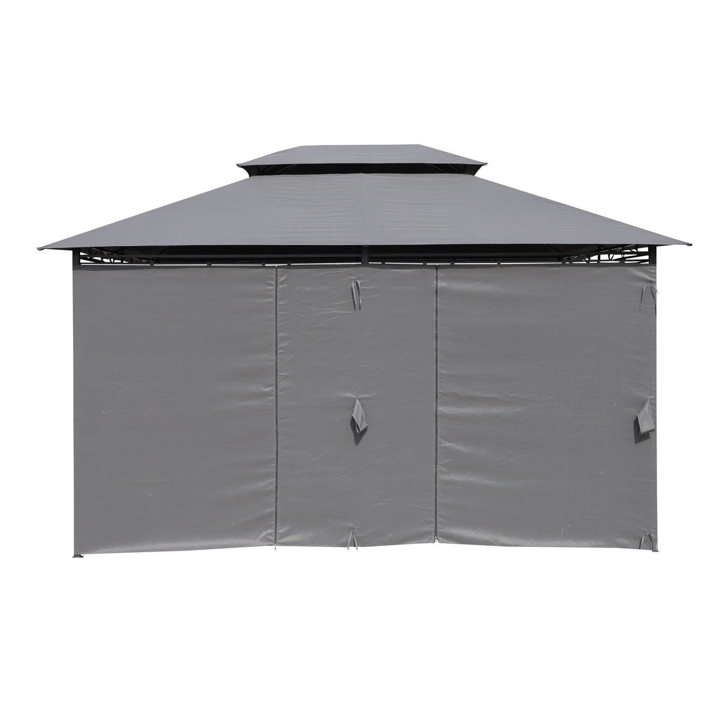 Gazebo 13x10 ft outdoor canopy with ventilated double roof and side wall gray HouseOfZazla on Tampa Home & Garden Store