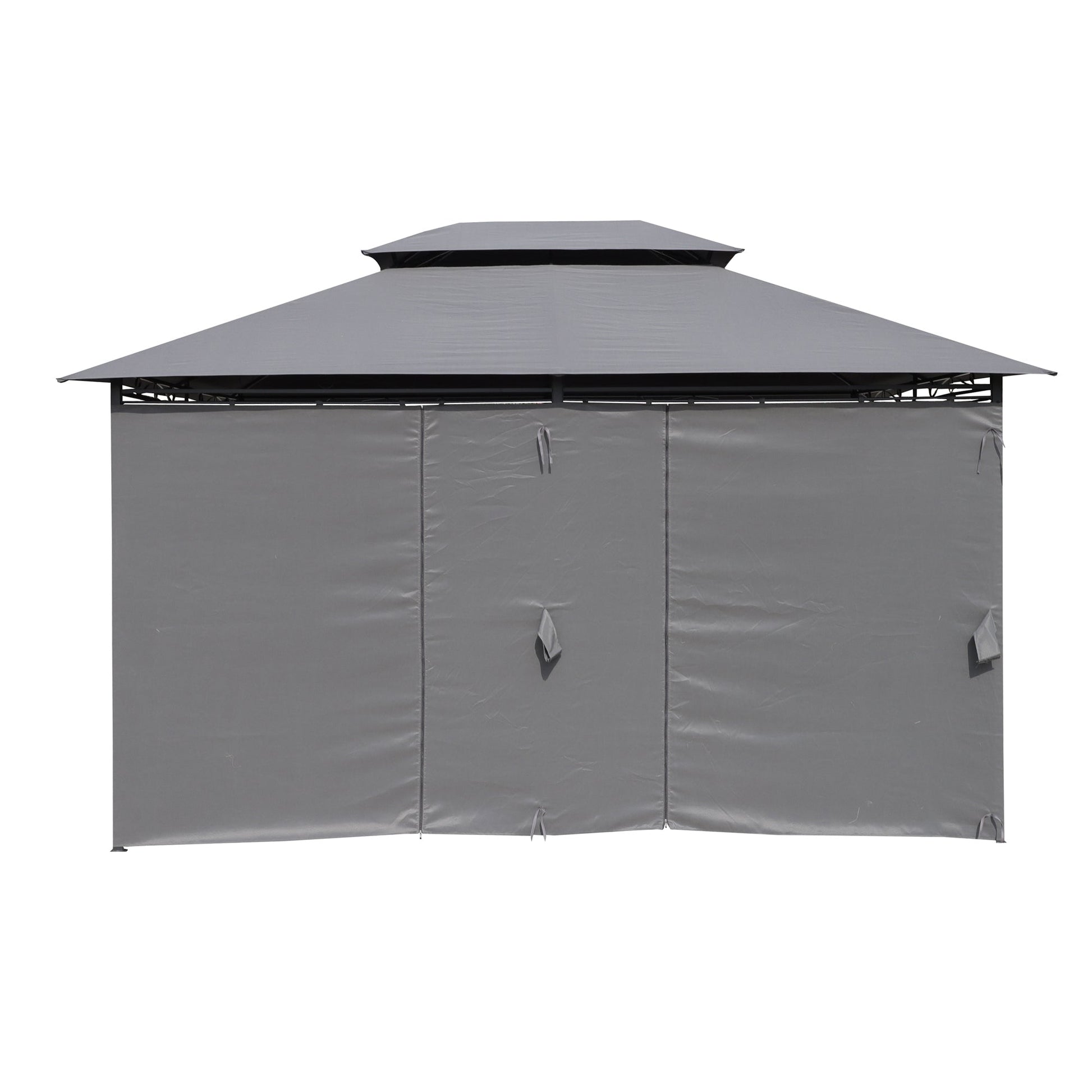 Gazebo 13x10 ft outdoor canopy with ventilated double roof and side wall gray HouseOfZazla on Tampa Home & Garden Store