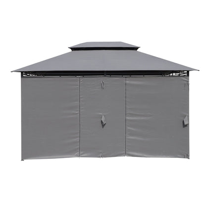 Gazebo 13x10 ft outdoor canopy with ventilated double roof and side wall gray HouseOfZazla on Tampa Home & Garden Store
